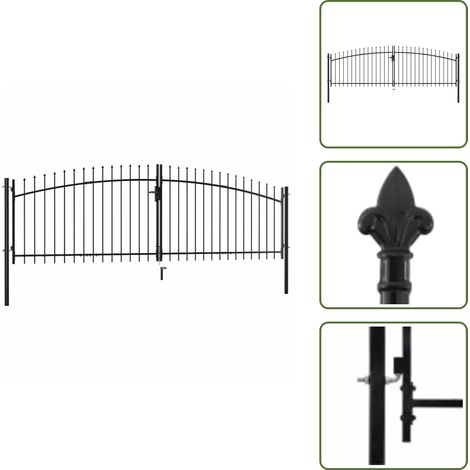 Cancello per giardino - vidaXL Cancello per recinzione a doppia porta Woerden con punta a lancia 400x149,5 cm - Cancello per terrazza