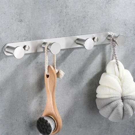 Green Mobility-Crochet pour serviette mural Crochets pour manteau avec crochets Acier inoxydable 304 Support mural porte-serviettes Crochets pour portes de salle de bains et cuisine (4 Crochets, Bross (1/5)
