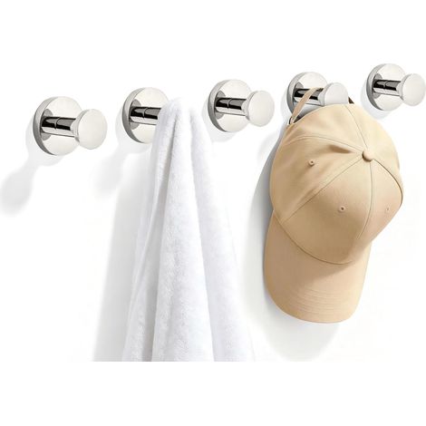 Lot de 5 crochets porte-serviettes ronds TUNNY Nickel poli modernes (1/4)