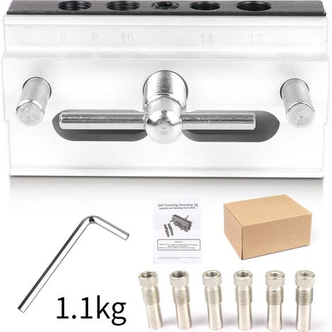 Guía de perforación con plantilla de centrado automático, posicionador y localizador para carpintería (1/5)