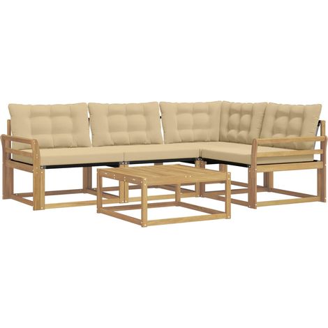 Ensemble de canapés d'extérieur 5 pcs Blanc et Beige vidaXL