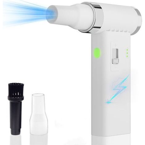 Souffleur d'Air Comprimé Électrique Sans Fil, Nettoyeur de Poussière pour Clavier, Ordinateur et Appareils Électroniques, Blanc (1/5)
