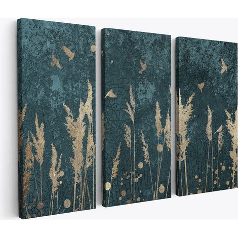 Tableau triptyque - Feuilles Oiseaux (1/4)