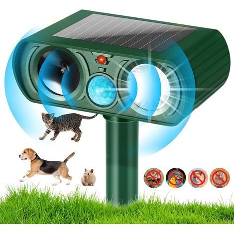 Repellente solare a ultrasuoni, repellente solare per gatti, cani, topi, procioni, animali da giardino (1/5)