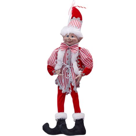 Statuetta "Elfo" natalizia, colore bianco e rosso, da 60 cm -Scarpe Rosse (1/2)