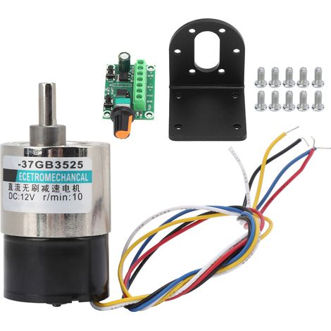 Moteur sans balais DC CW/CCW couple élevé avec support et carte de régulation de vitesse XD‑37GB3525 10 tr/min (1/5)