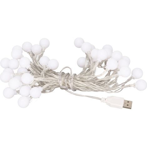 Guirlande lumineuse boule LED étanche alimentation USB blanc chaud 6m/19.7ft 40 lumières pour chambre mariage fête. (1/5)