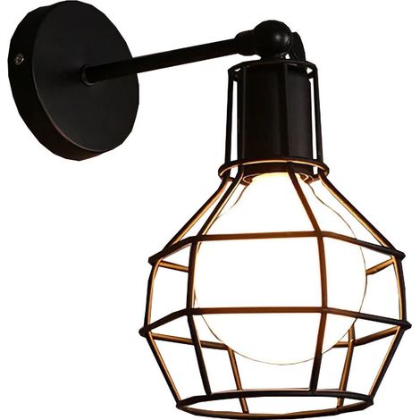 Cadre de lampe murale vintage en métal, style industriel, pour couloir ou allée. Ampoule non incluse. Type A.