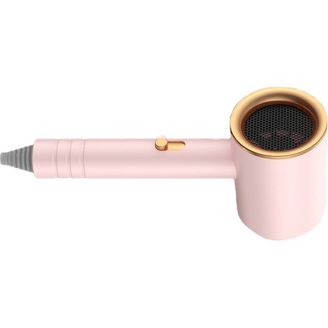 Leiser Haartrockner mit 360° drehbarer Düse, schnelles Trocknen, aus ABS und PP, tragbar, für Zuhause und den Salon, rosa mit blauem Licht (1/5)