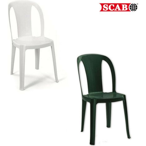 Sedia da Esterno Senza Braccioli Giardino Resina Impilabile Leggera Tiuana Scab - Colore principale: Bianco - Set: 6 Sedie