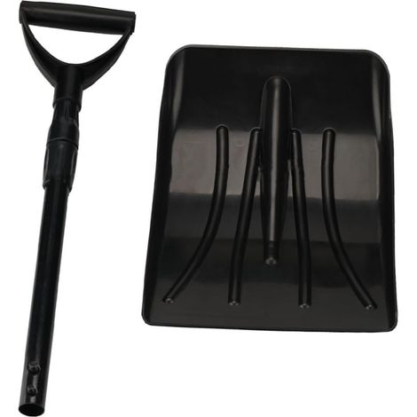 Pelle à Neige Multifonction Noire Manche Télescopique, Outil Solide en PP et Fer pour Déneigement Extérieur et Nettoyage de Voiture (1/5)