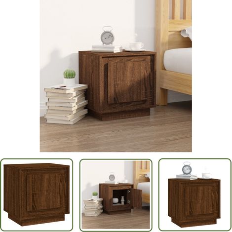 The Living Store Nachttisch Braun Eichen-Optik 44x35x45 cm Holzwerkstoff - Nachtisch - Nachttisch Braun - Eiche Optik - Holzwerkstoff - Möbel (1/5)