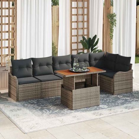 vidaXL Set Divano da Giardino 7 pcs Grigio Poly Rattan (1/5)