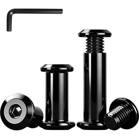 10 Pièces M6x30mm Vis de Connexion avec Écrous à Douille, Noir (1/5)