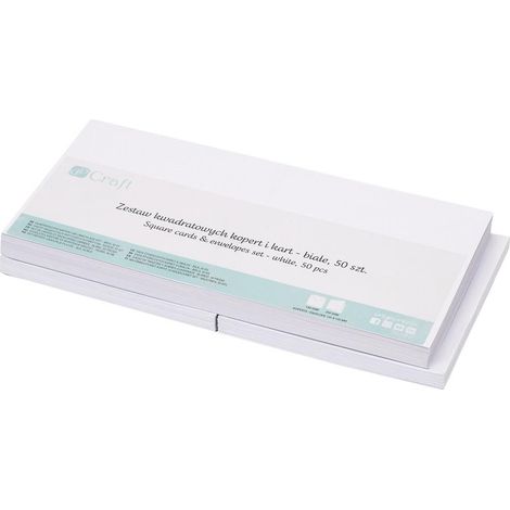Juego de 50 sobres cuadrados y tarjetas blancas.