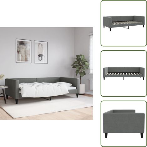 The Living Store Lit de repos gris foncé 100x200 cm tissu - Canapé-lit (1/5)