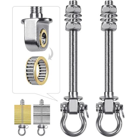 2pcs Boulons de Suspension 22.5cm Hamac Suspension pour Balançoire Kit Palier de Montage Pivotant pour Chaise d'intérieur/d'extérieur, Corde de Yoga, Sac de Frappe, Sac de Sable, 1500lbs