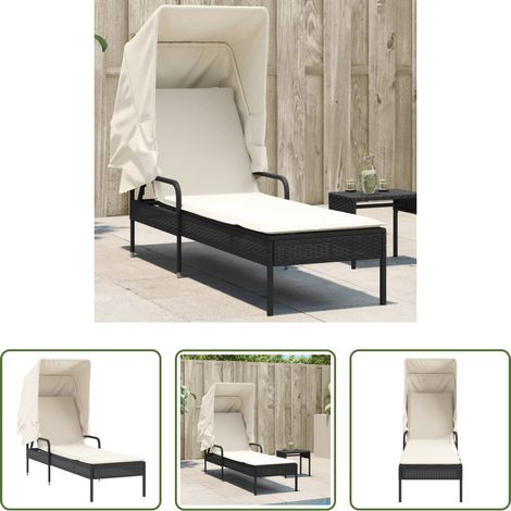 Sonnenliege mit Dach - Sonnenliege mit Dach Schwarz Poly Rattan (1/5)