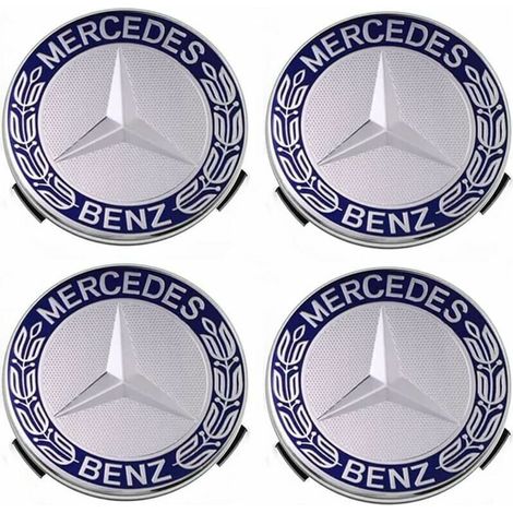 Set di 4 coprimozzi compatibili con Mercedes Benz 75 mm - Blu, TRIMEC