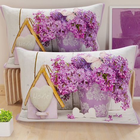 Lot de 2 Taies d'Oreillers 80x40 cm 100% Microfibre Hypoallergénique, Housse Oreiller Rectangulaire Shabby Violet, Paquet de 2