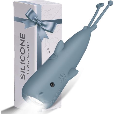 Lampe De Poche Enfant Requin Silicone Lampe Torche Enfant Camping Cadeau Garçon Shark Flashlight (1/4)