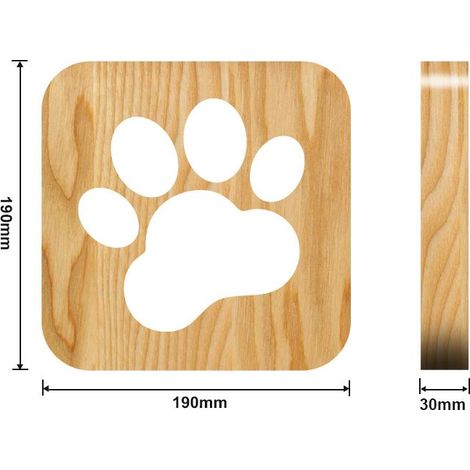 Veilleuse LED USB motif bois sculpté 3D patte d’animal décorative (1/2)