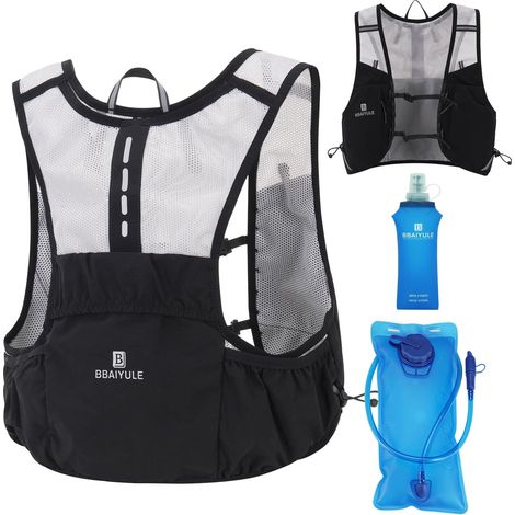 Laufweste für Damen und Herren – Ultraleichter Laufrucksack – Mit Tasche und weichem Trinksystem – Trinksystem – Laufrucksack – Optimale Passform