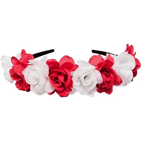 Diadema de flores POLONIA Blanco y rojo (1/2)
