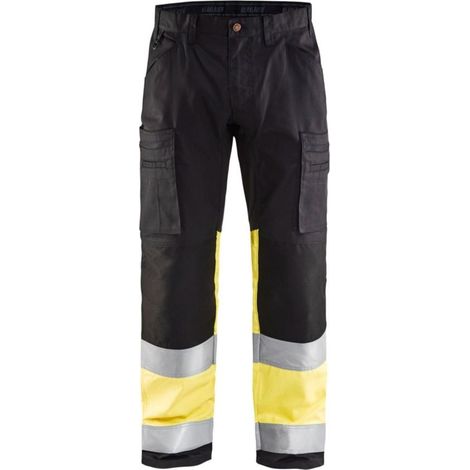 Pantalon artisan haute visibilité Blaklader +STRETCH Noir / Jaune 40. (1/5)