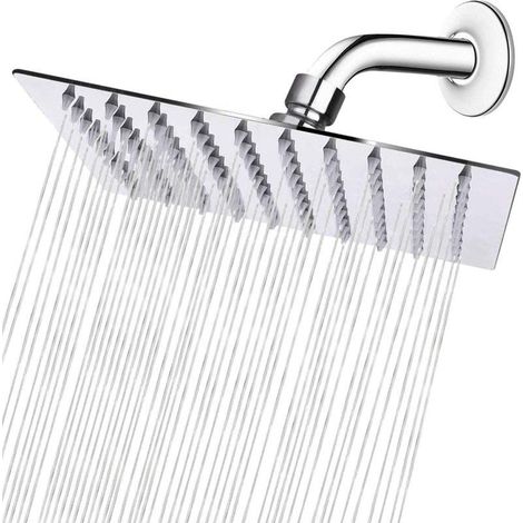 Pommeau de douche cubique plaqué, salle de bain, 8 pouces, en acier inoxydable pressurisé, effet pluie, douche mince (1/5)