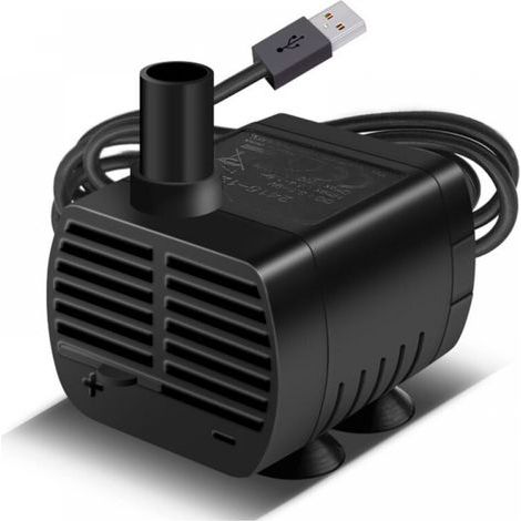 Pompe Eau Submersible, Aquarium Pump Ajustable 200L/H 3W Ultra-Silencieux Pompe USB pour Étang Fish Tank Fontaine Réservoir de Poissons Cordon de 1.4m,Noir (1/5)