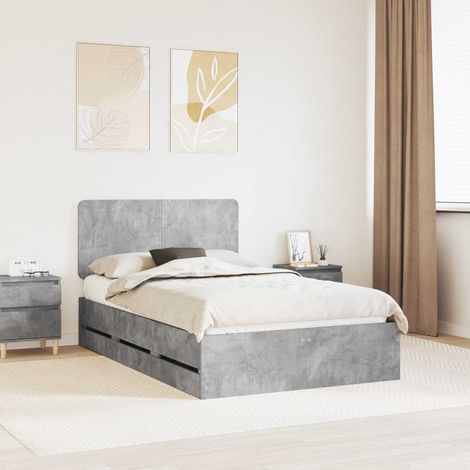 Estructura de cama Gris Concreto 135 x 190 cm Madera Ingenieril vidaXL (1/5)