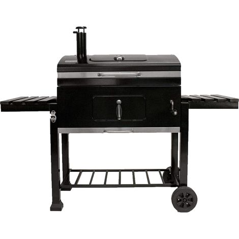 Barbecue à charbon 32'' XL – Surface de cuisson 77 x 42 cm – Grilles en fonte – Couvercle émaillé – Thermomètre intégré (1/5)