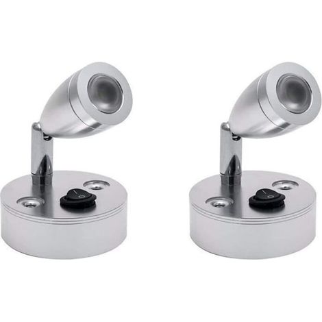 LED-Leselampe mit Schalter für Wohnmobile, Wohnwagen und Boote, 12 V, warmweißes Licht, silber, 2er-Pack (1/5)