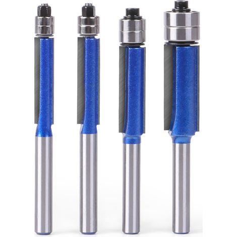 4 Stück Kantenfräser 1/4 Zoll Schaft mit Doppellager, geriffelte Fräsköpfe 6,35/7,96/9,52/12,7 mm