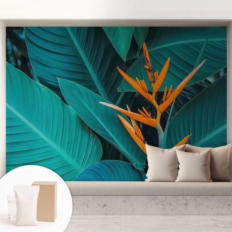 Carta Da Parati In Vlies Decorativa Per Pareti - Con Motivi Moderni - Con Colori Intensi - Per Ufficio Fiori con foglie 208x146 cm (1/5)