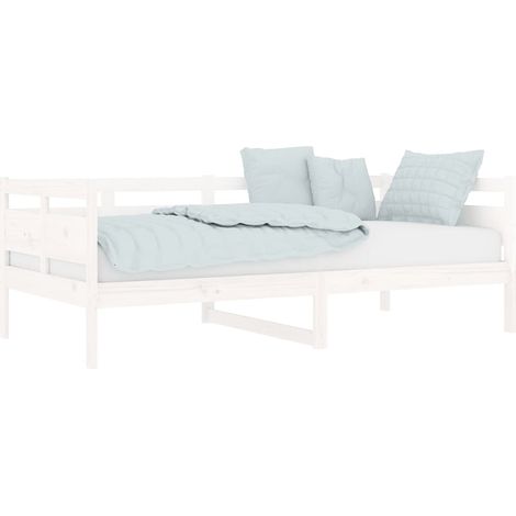 vidaXL Lit de jour sans matelas blanc bois de pin massif 90x190 cm (1/5)