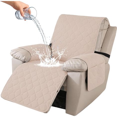 Housse Fauteuil Relax Inclinable Electrique, 1 Place, Beige (1/5)