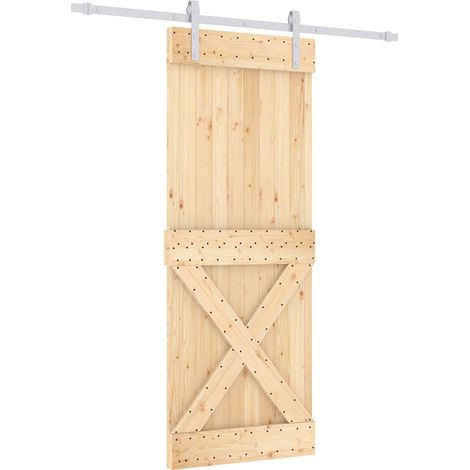 Schiebetür Natürlich und Weiß 80 x 210 cm Massivkiefer vidaXL