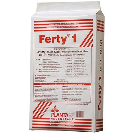 Ferty 1, NPK(Mg) 20-7-10+(2) + microelementi (25 kg), concime in polvere idrosolubile per piante e fiori