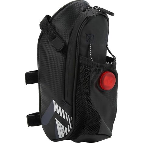 Sacoche de selle de vélo étanche IP44 avec porte-feu arrière, porte-bouteille et éclairage LED (1/5)