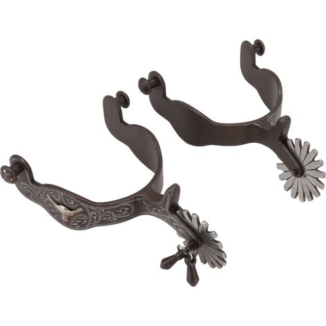 1 Paire d'Éperons Gravés Motif Vintage pour Bottes Équitation Accessoire Sellerie (1/5)