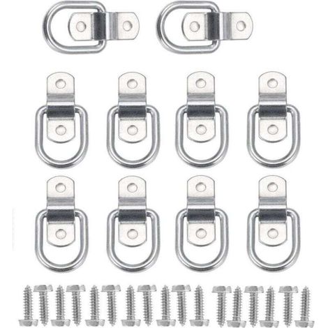 10Pcs D Anneau D'arrimage Anneau d'ancrage de Charge Ancrage de Remorque Anneau D'arrimage Forgé avec 20 Pièces Vis pour Sécuriser la Charge dans Le Camion Remorque (1/4)
