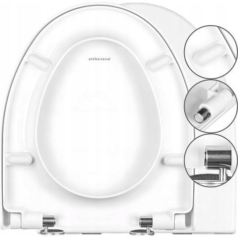 MKW  Lunette WC Cersanit Parva - 40 cm - Blanc - Antibactérien - Système de fermeture douce