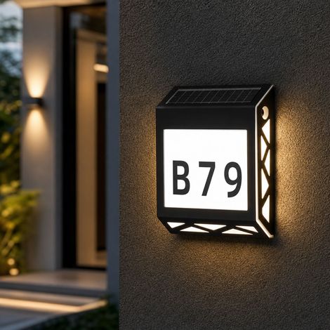 Targa a LED solare per esterni, in acciaio inox 304, impermeabile IPX5, luce bianca/calda/neutra, 18x20 cm (1/4)