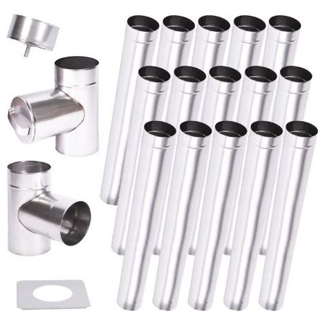 Kit de conducto de chimenea 15 m pared simple - 100/120/130/150/160/180/200 mm - Dimensiones: 700  460mm