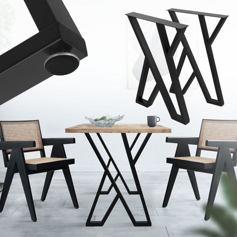 ML-Design Set 2 Gambe per Tavolo 50 x 5 x 71 cm Telaio Struttura in Acciaio Nero Design Industriale adatto per Panchine Tavolini da Caffè da Salotto Soggiorno Cucina Progetti DIY (1/5)