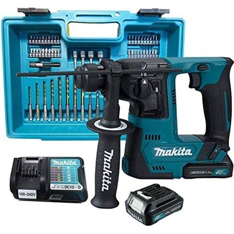 Makita - Martello perforatore a batteria 12V, 2x batteria 1,5 Ah CXT, caricabatterie HR140DWYE1 (1/3)
