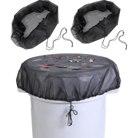 Laubfilterabdeckung für Regeneimer, 85 cm Durchmesser, mit Kordelzug – Schwarz (1/5)
