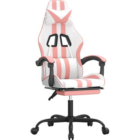 Maison Exclusive - Sedia da Gaming con Poggiapiedi Bianco e Rosa in Similpelle (1/5)